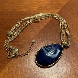 Multi Strand Chunky Blue Drop Pendant Necklace